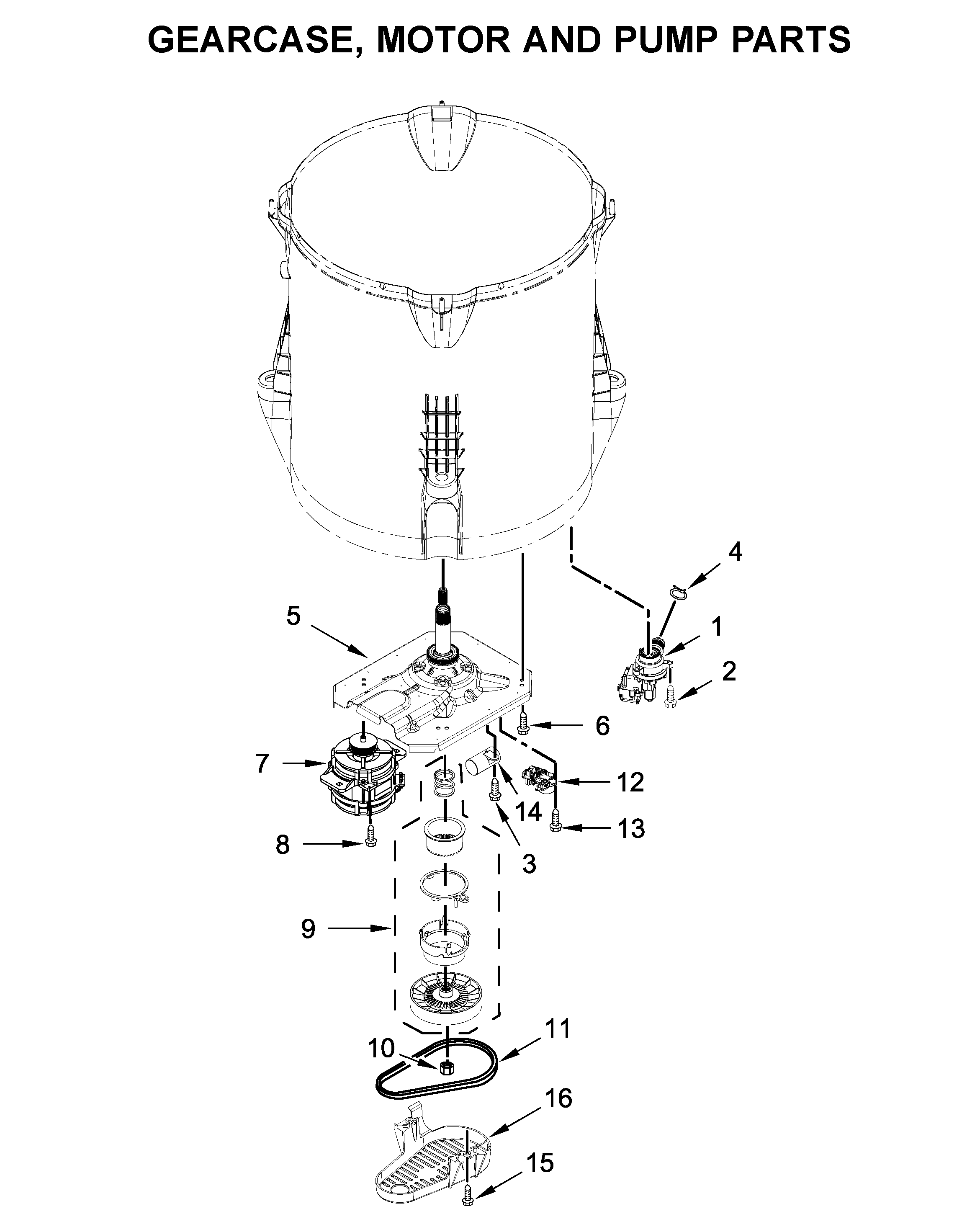 GEARCASE, MOTOR AND PUMP PARTS