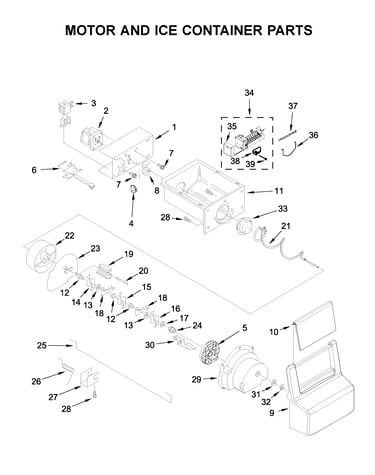Motor and ice container parts