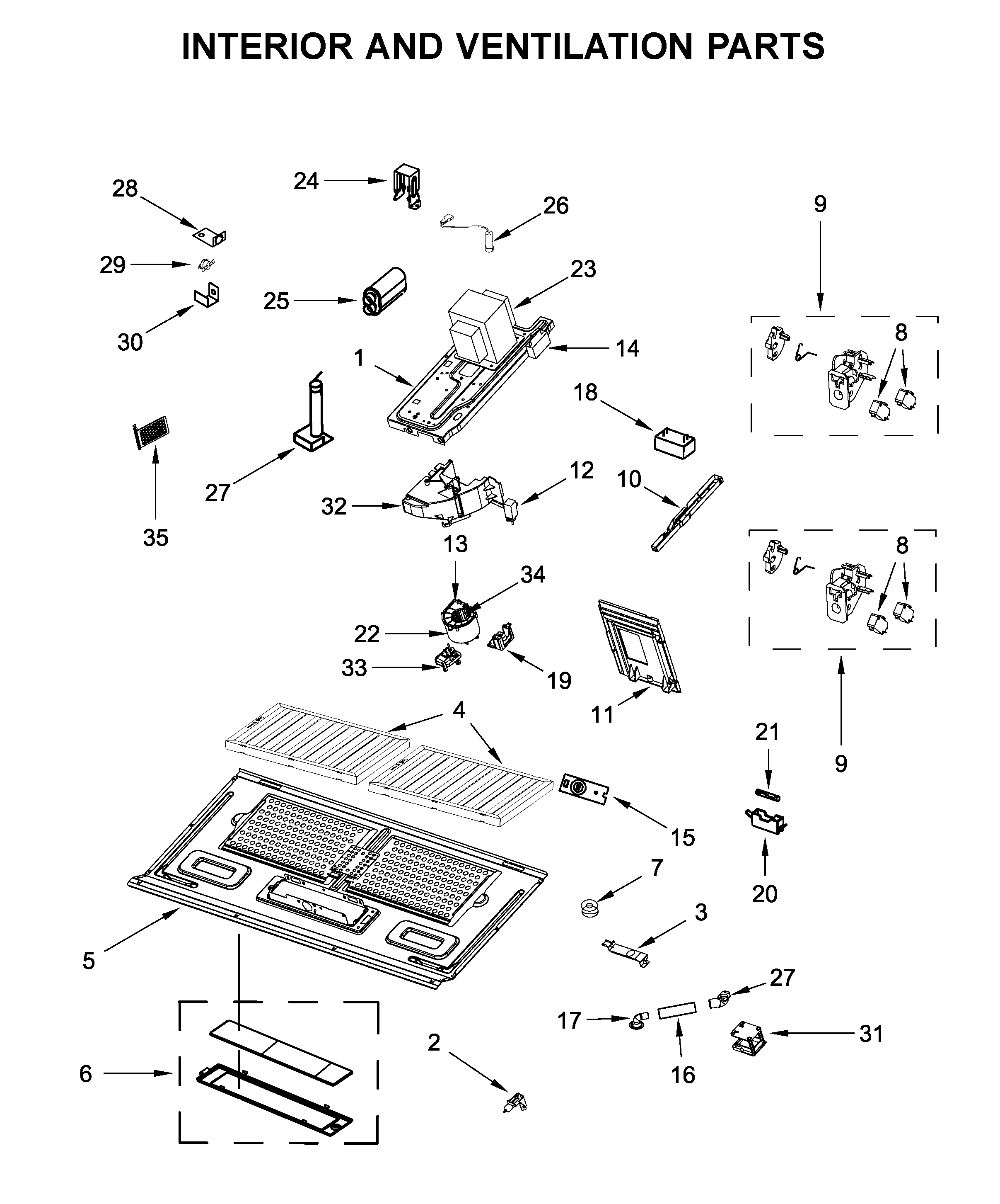 Interior and ventilation parts