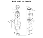 Whirlpool WTW7500GW3 motor, basket and tub parts diagram