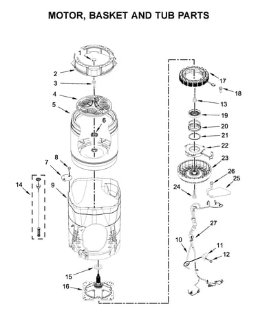 Motor, basket and tub parts