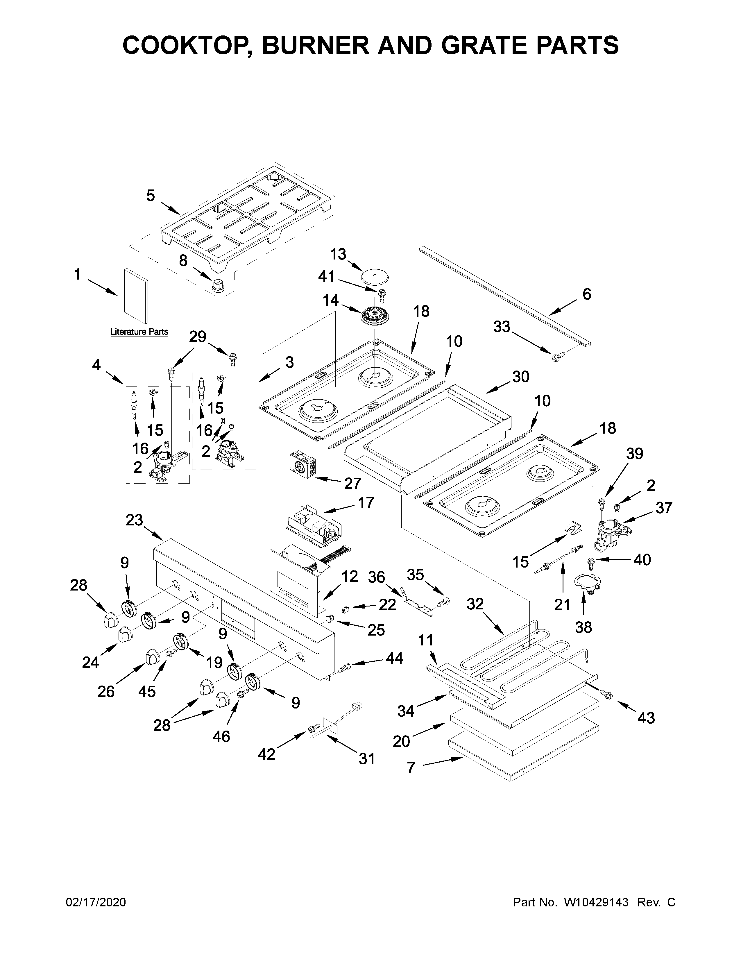 COOKTOP, BURNER AND GRATE PARTS