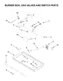 Burner box, gas valves and switch parts