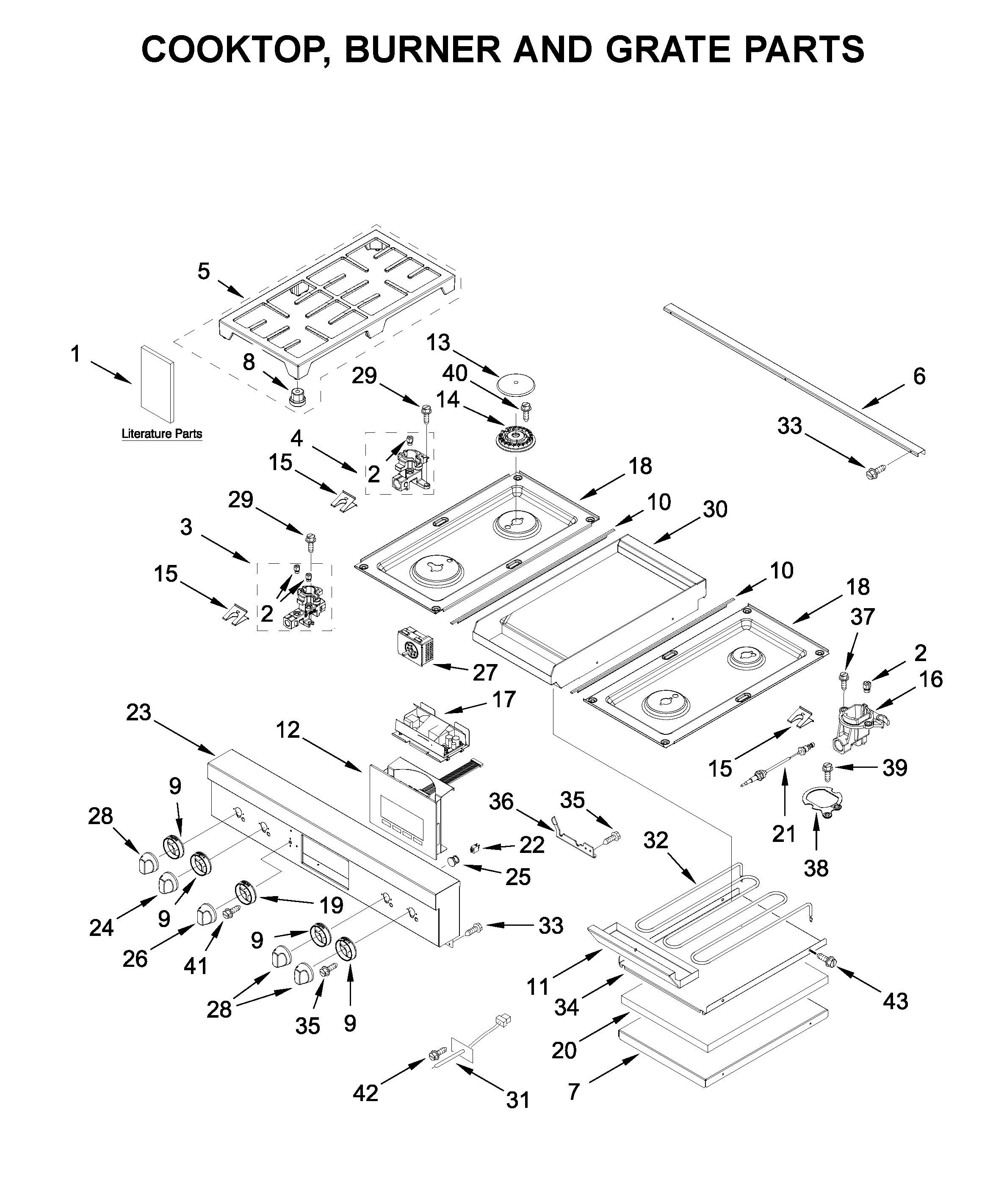 COOKTOP, BURNER AND GRATE PARTS