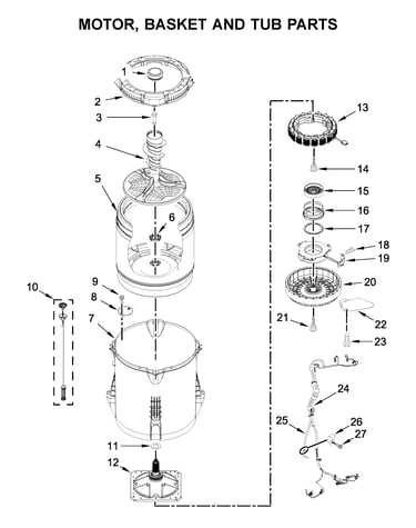 Motor, basket and tub parts