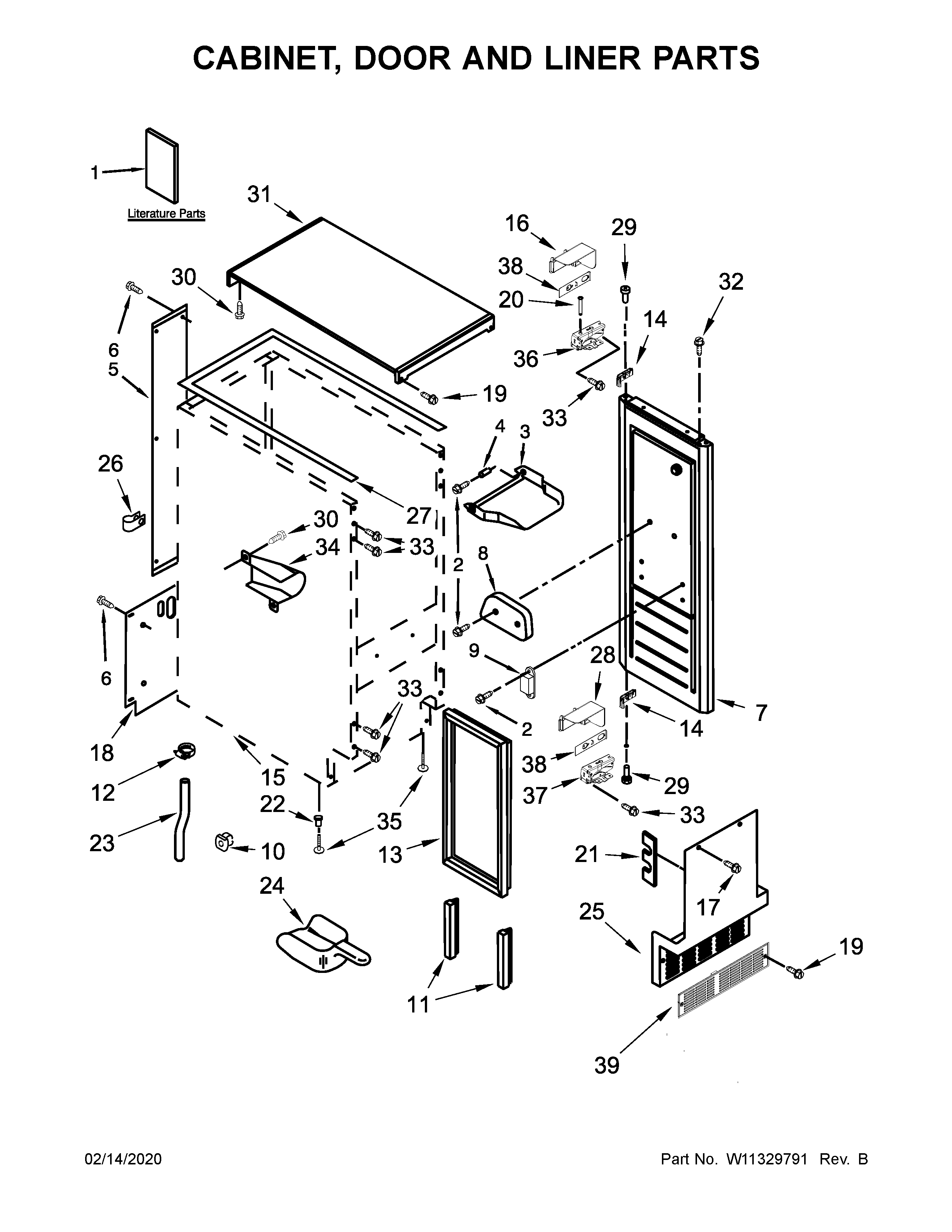 Cabinet, door and liner parts