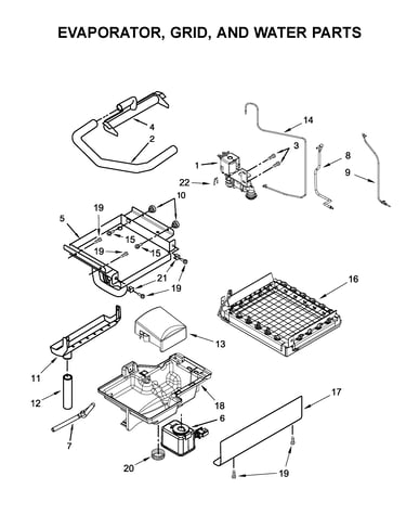 Evaporator, grid, and water parts