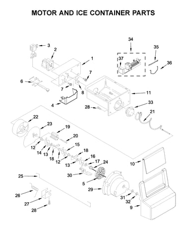 Motor and ice container parts