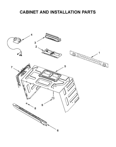 Cabinet and installation parts