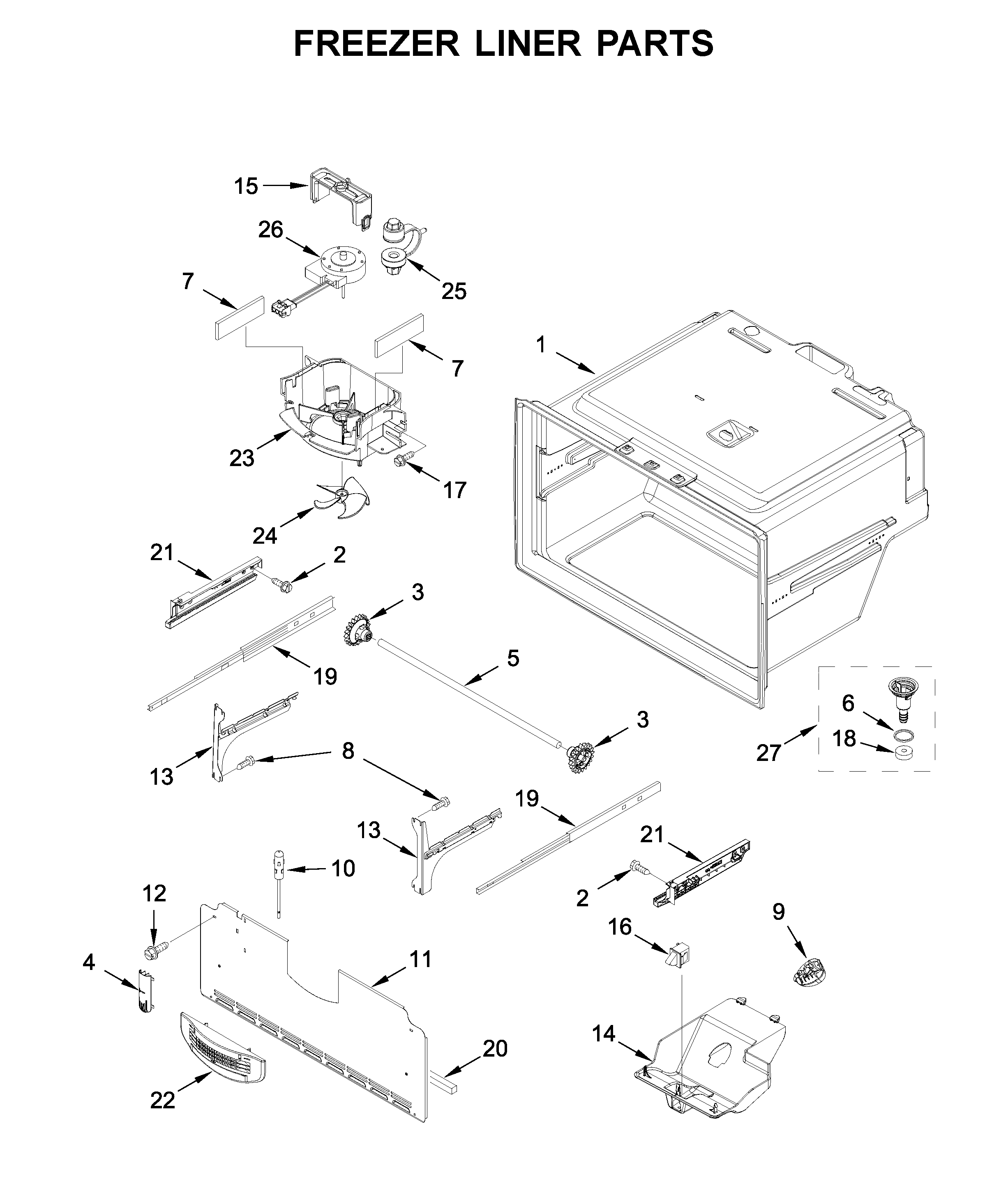 Freezer liner parts