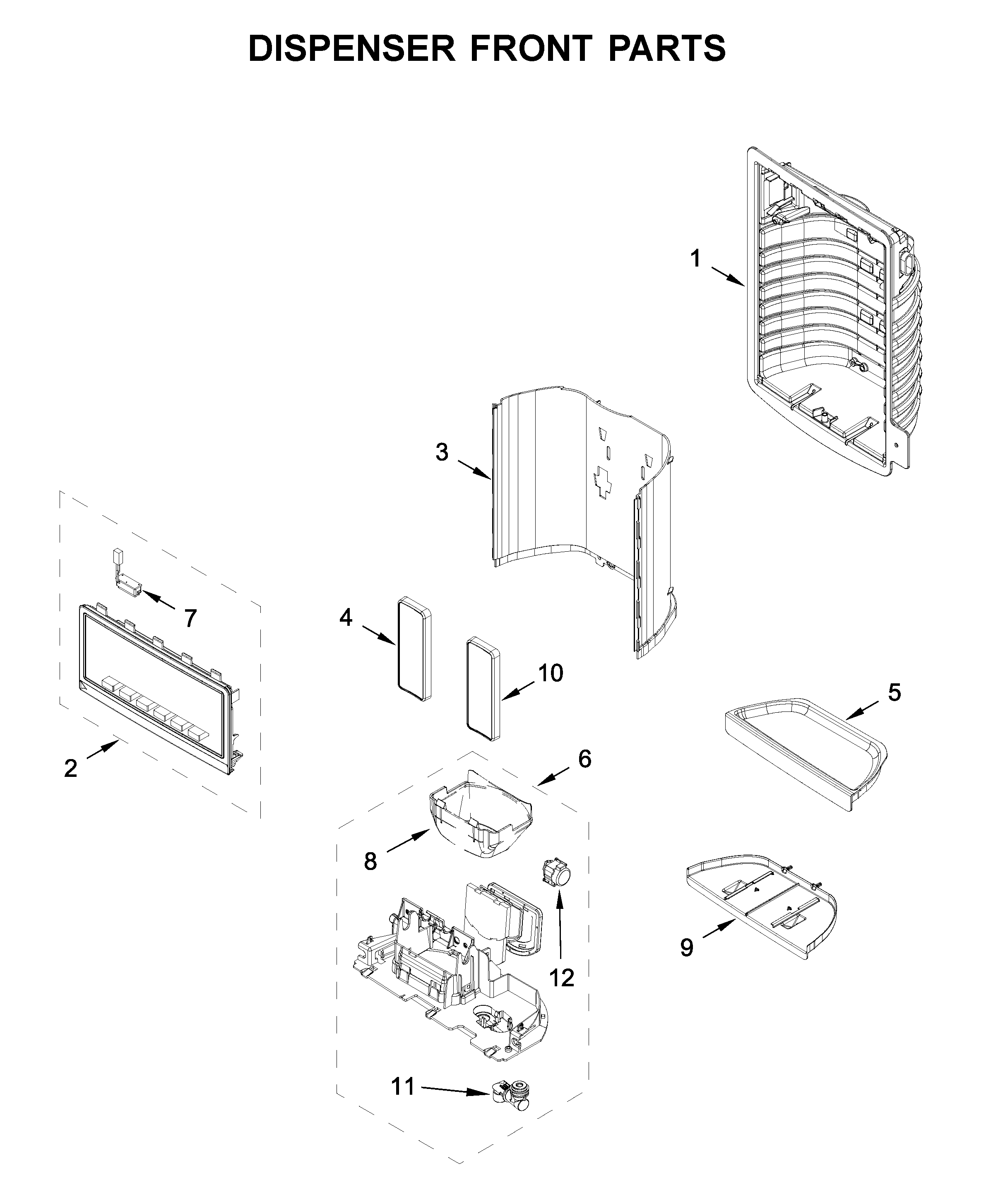 Dispenser front parts