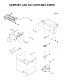 Icemaker and ice container parts