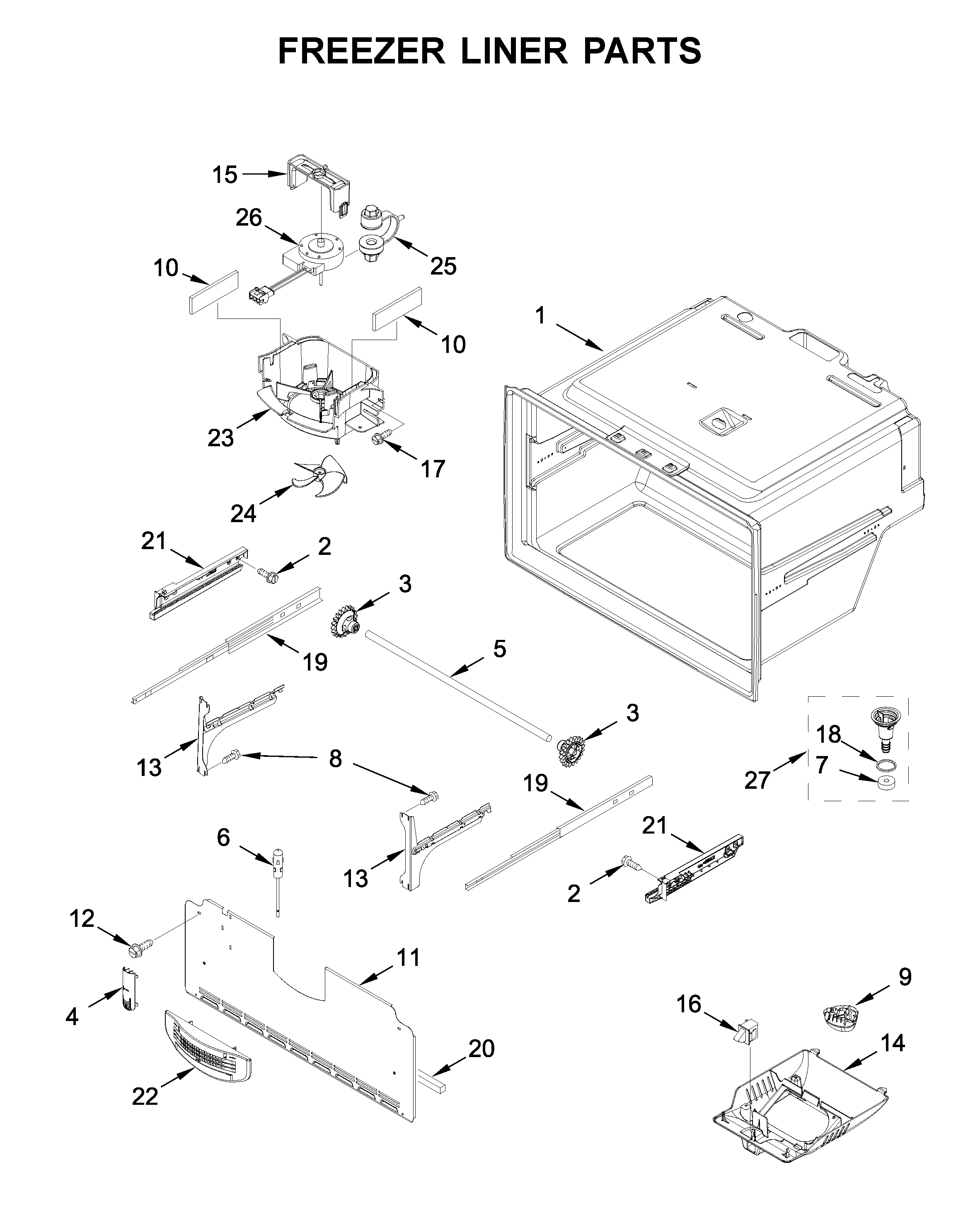 Freezer liner parts