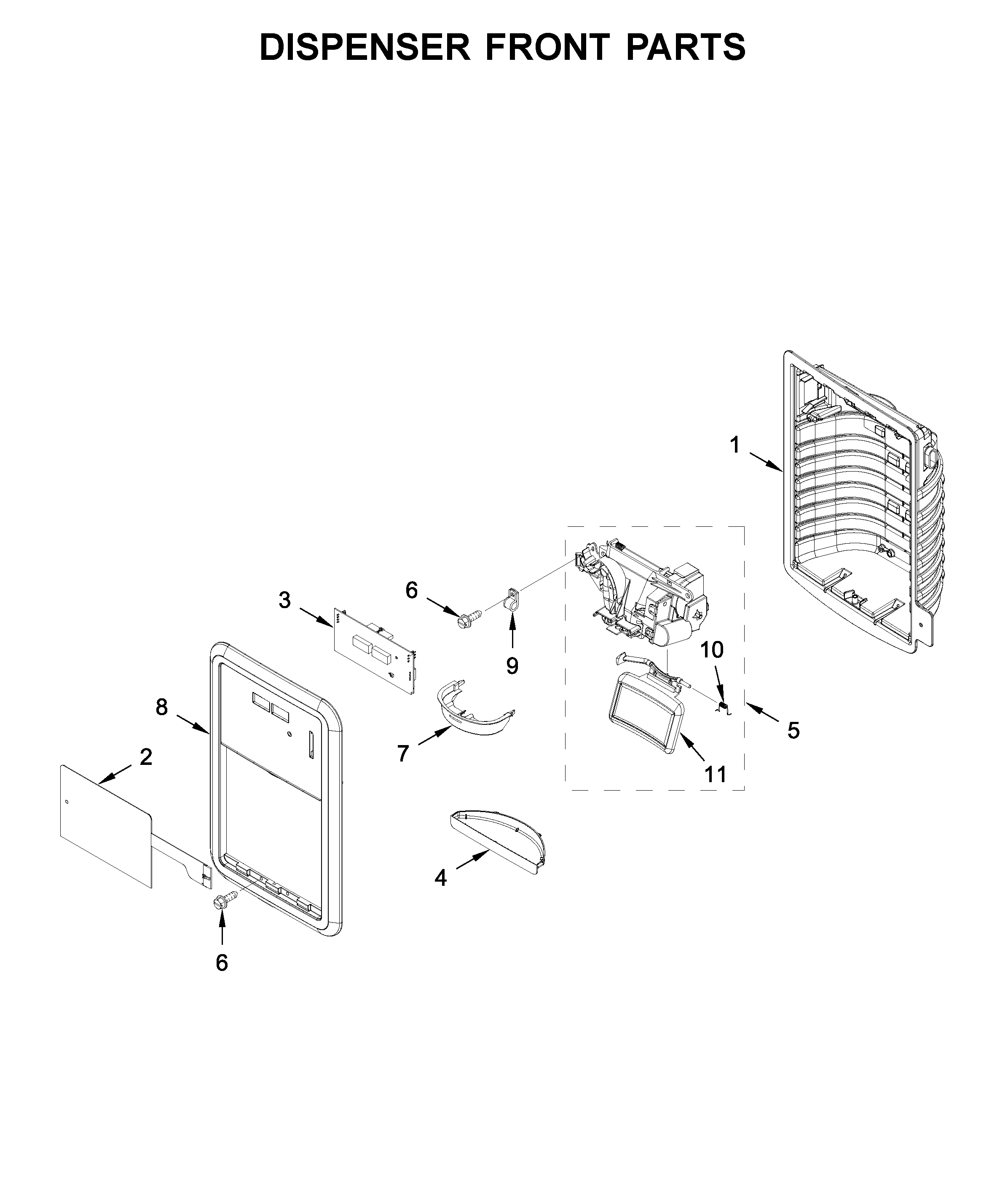 Dispenser front parts
