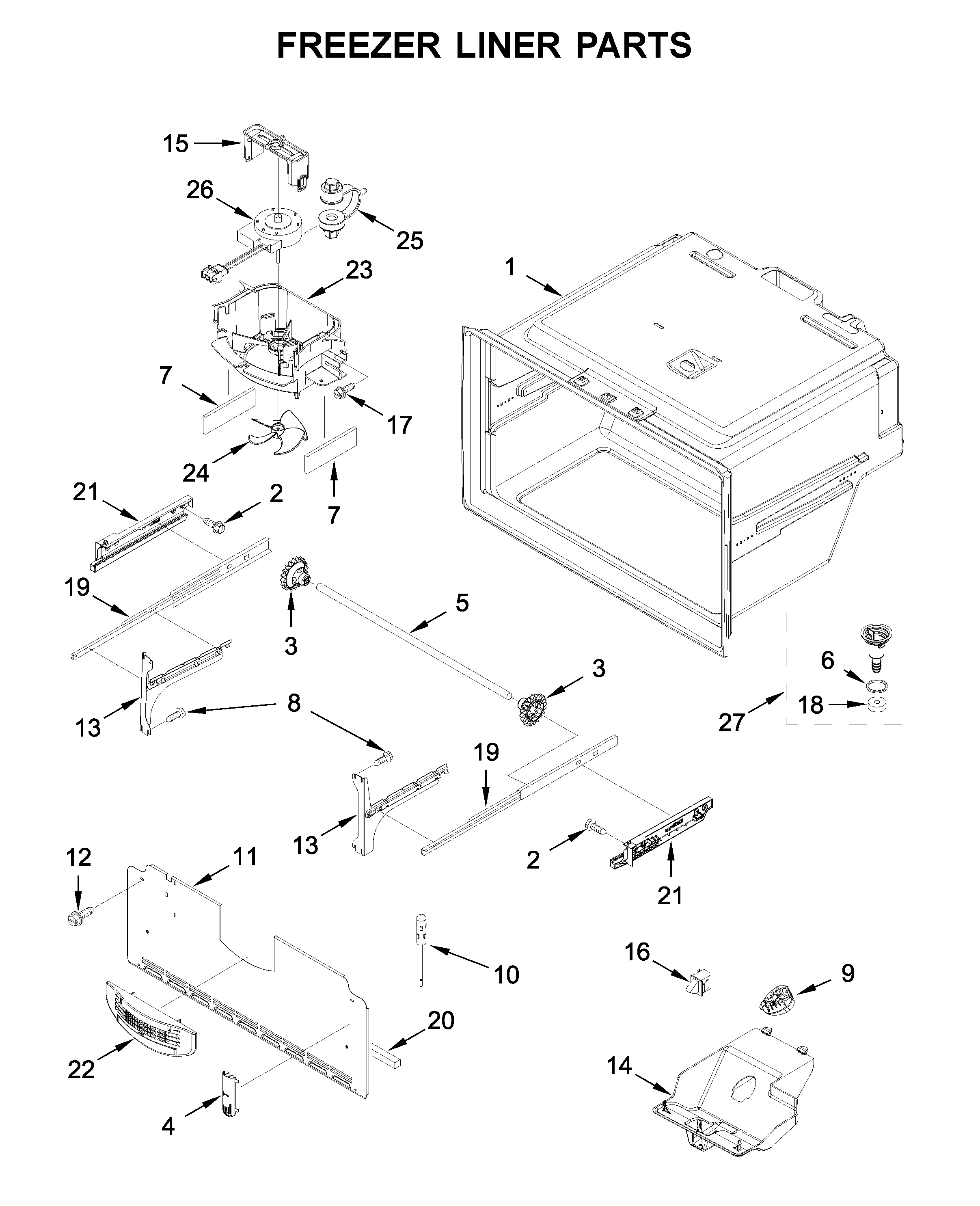 Freezer liner parts