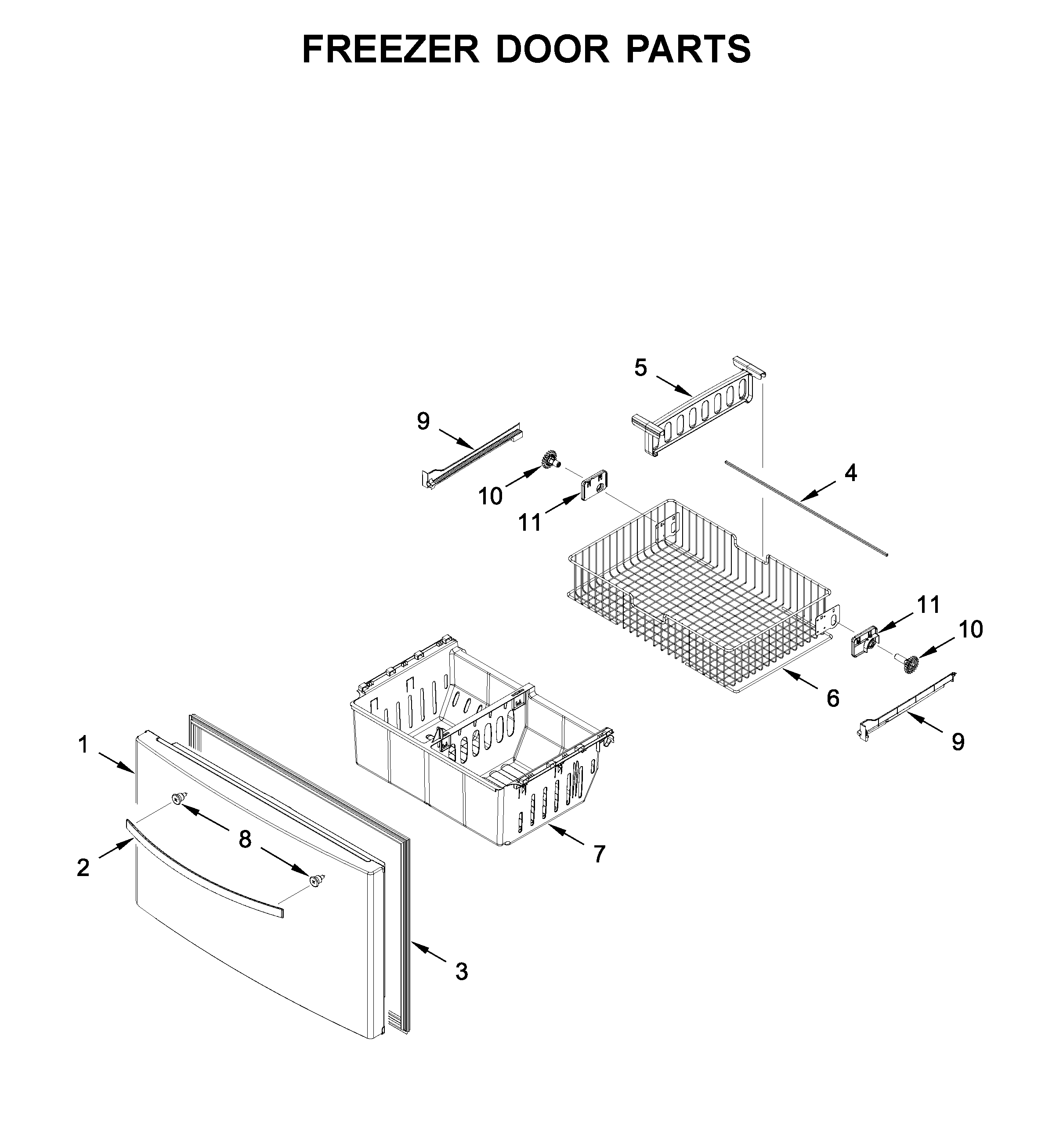 Freezer door parts