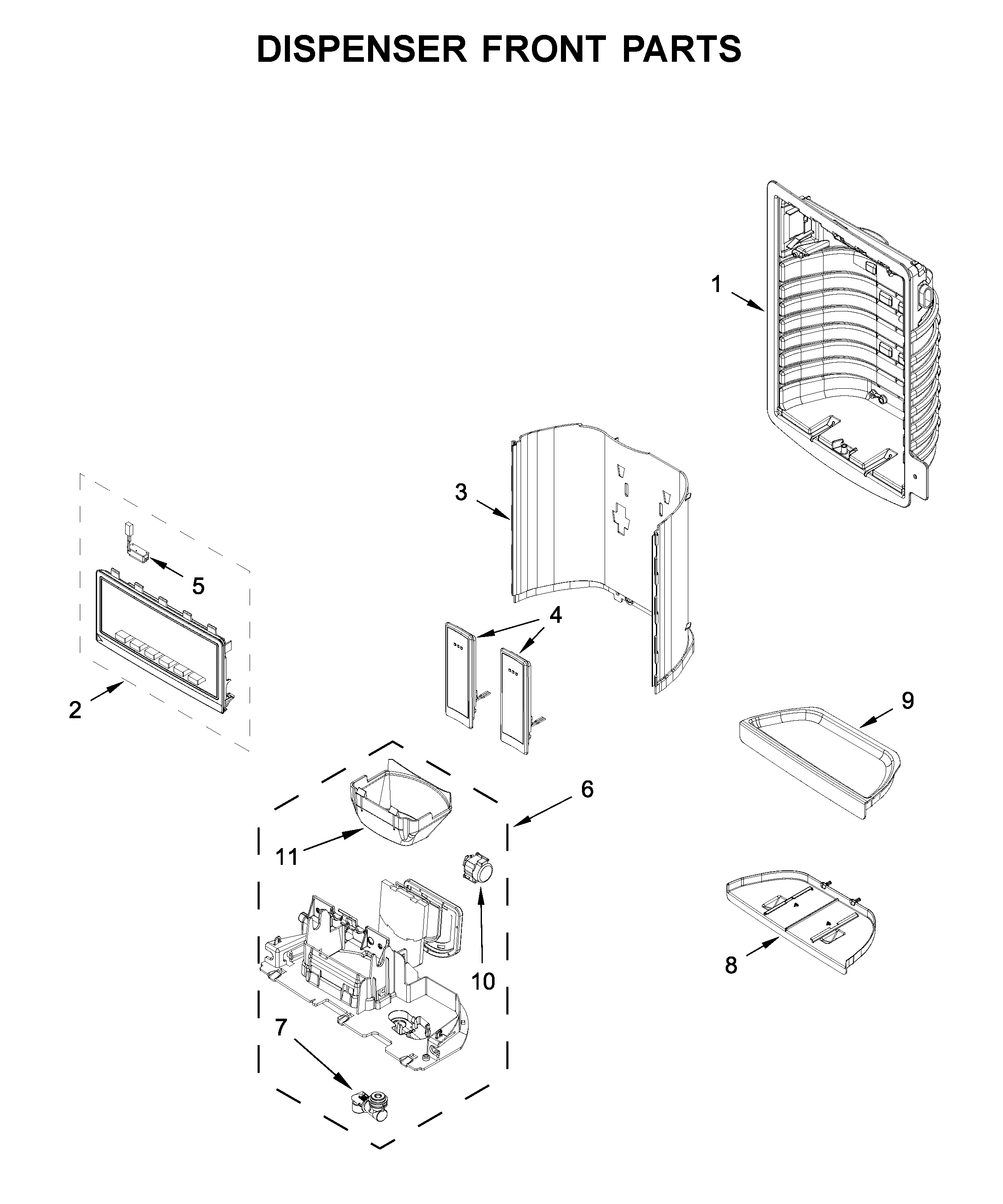 Dispenser front parts