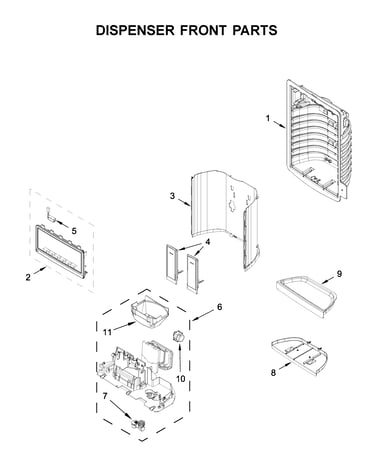Dispenser front parts