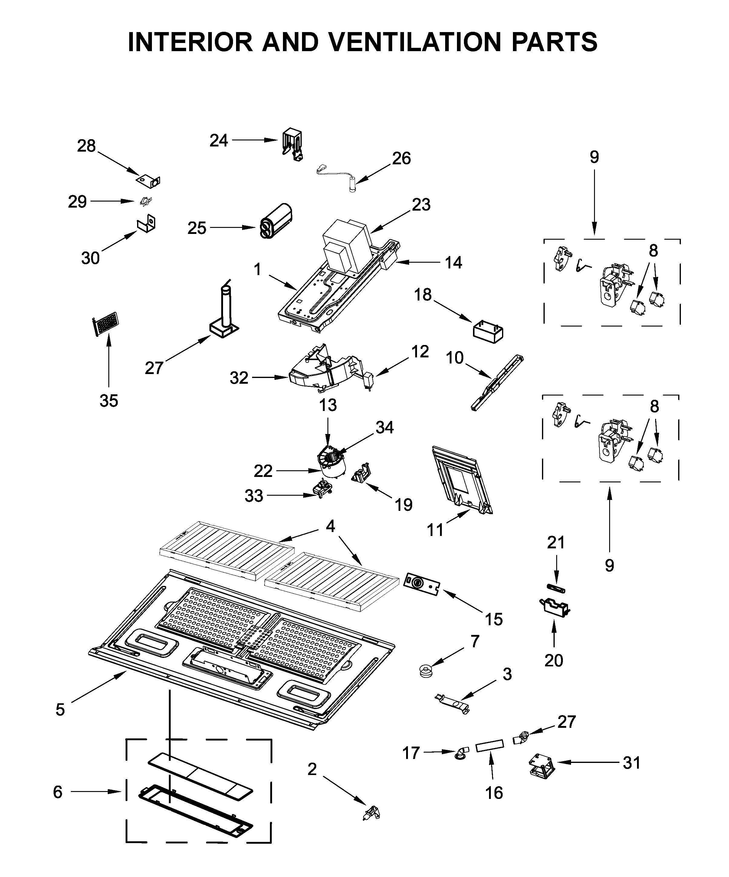 Interior and ventilation parts