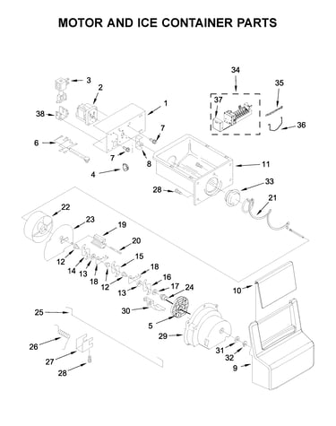 Motor and ice container parts