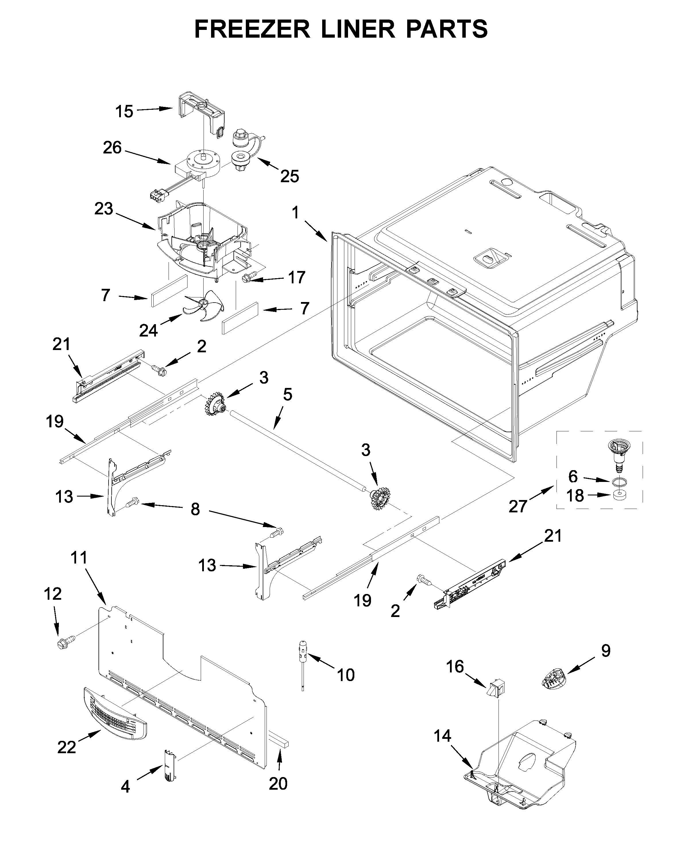 Freezer liner parts