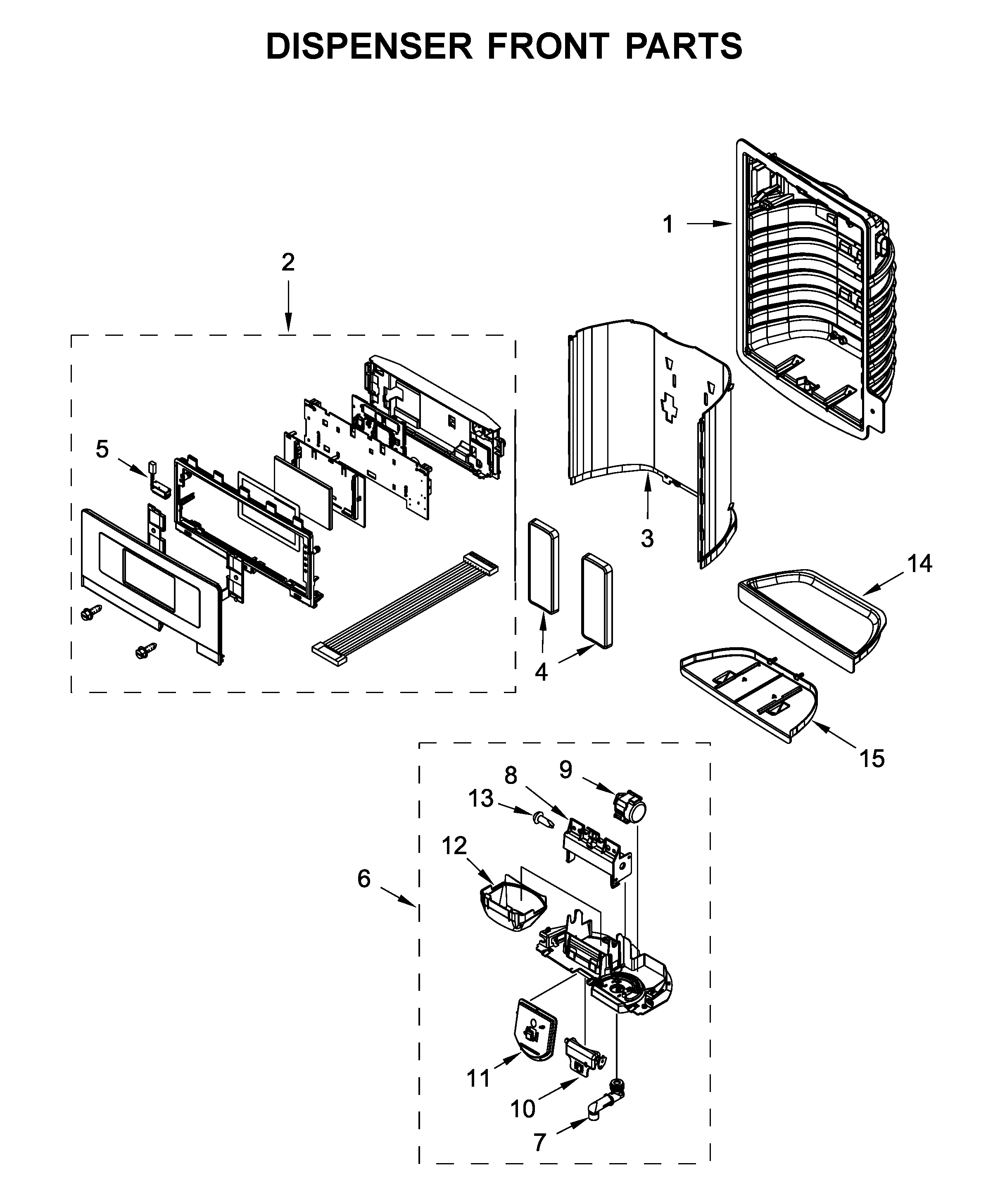 Dispenser front parts