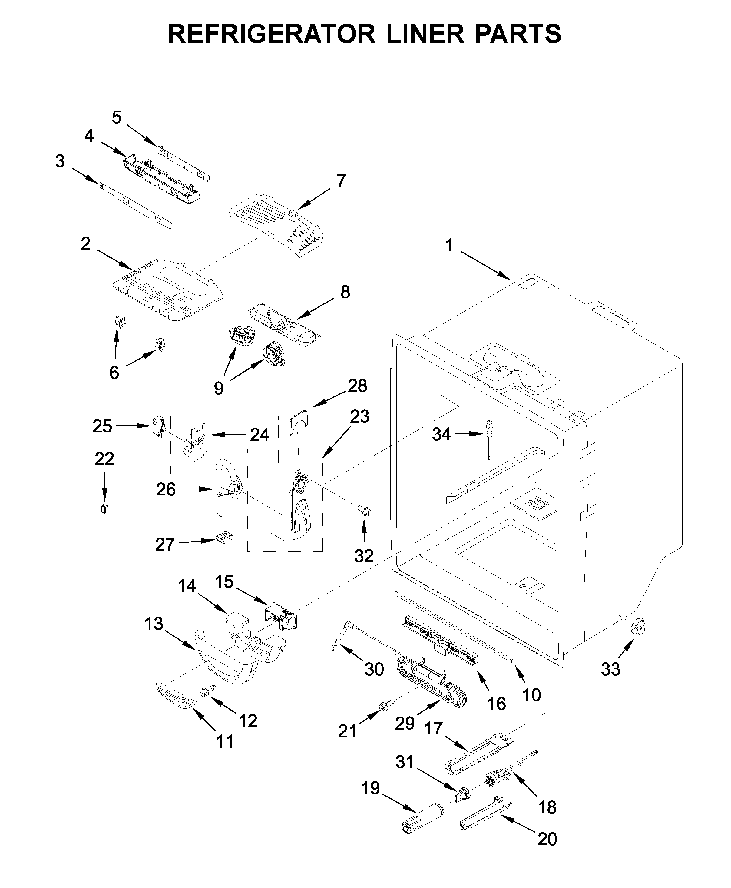 Refrigerator liner parts