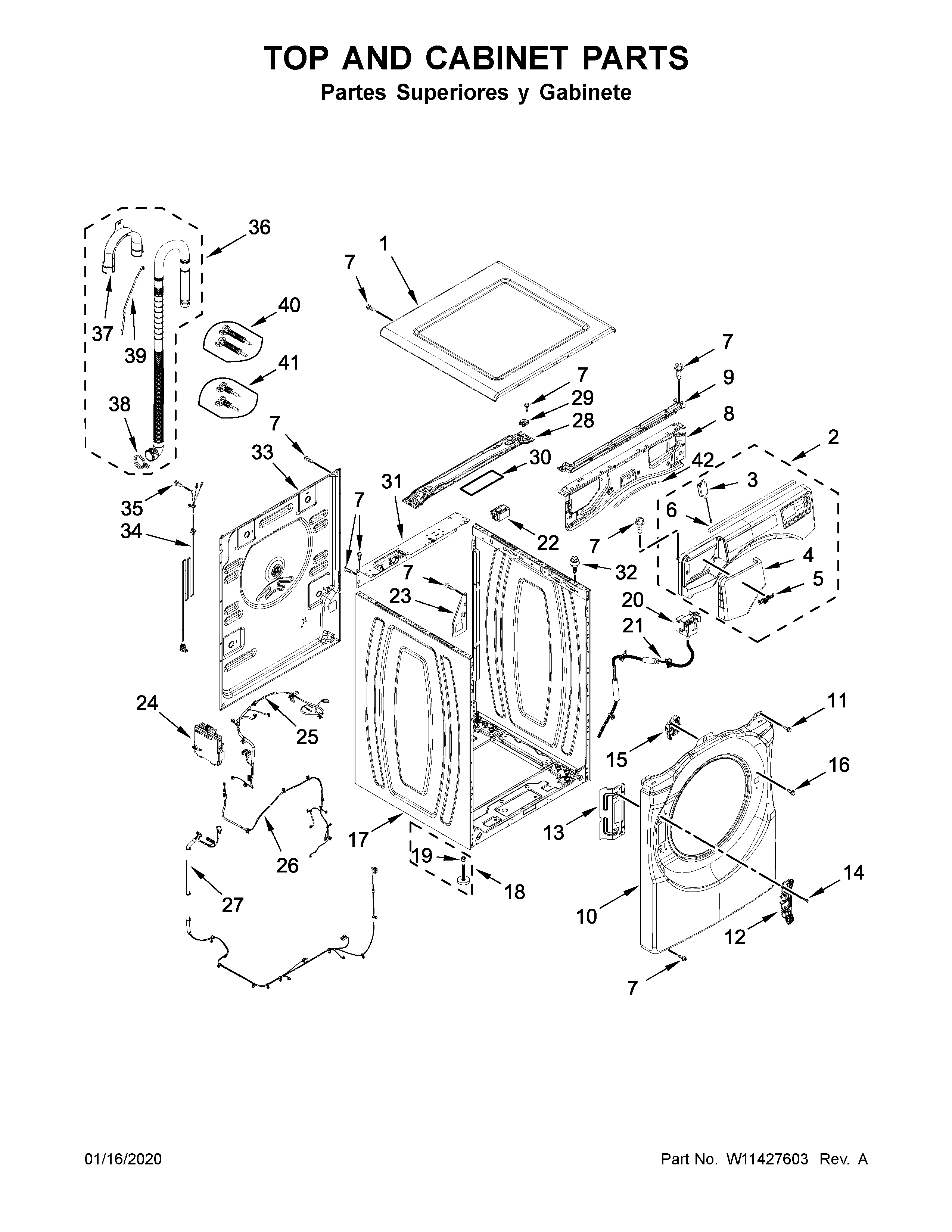 Top and cabinet parts