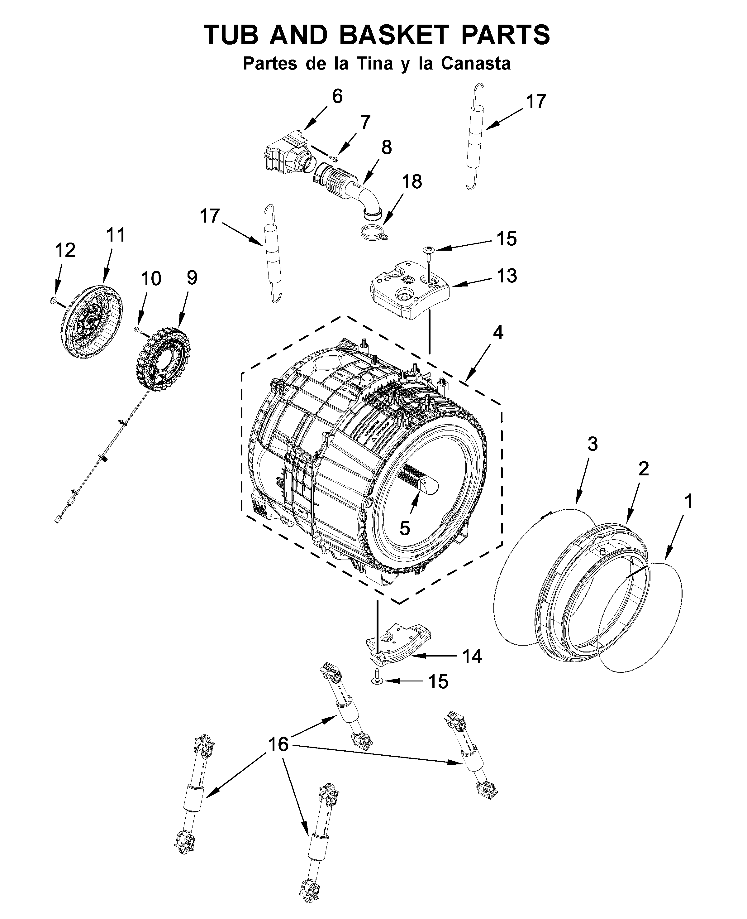 Tub and basket parts