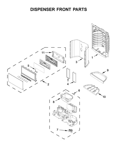 Dispenser front parts