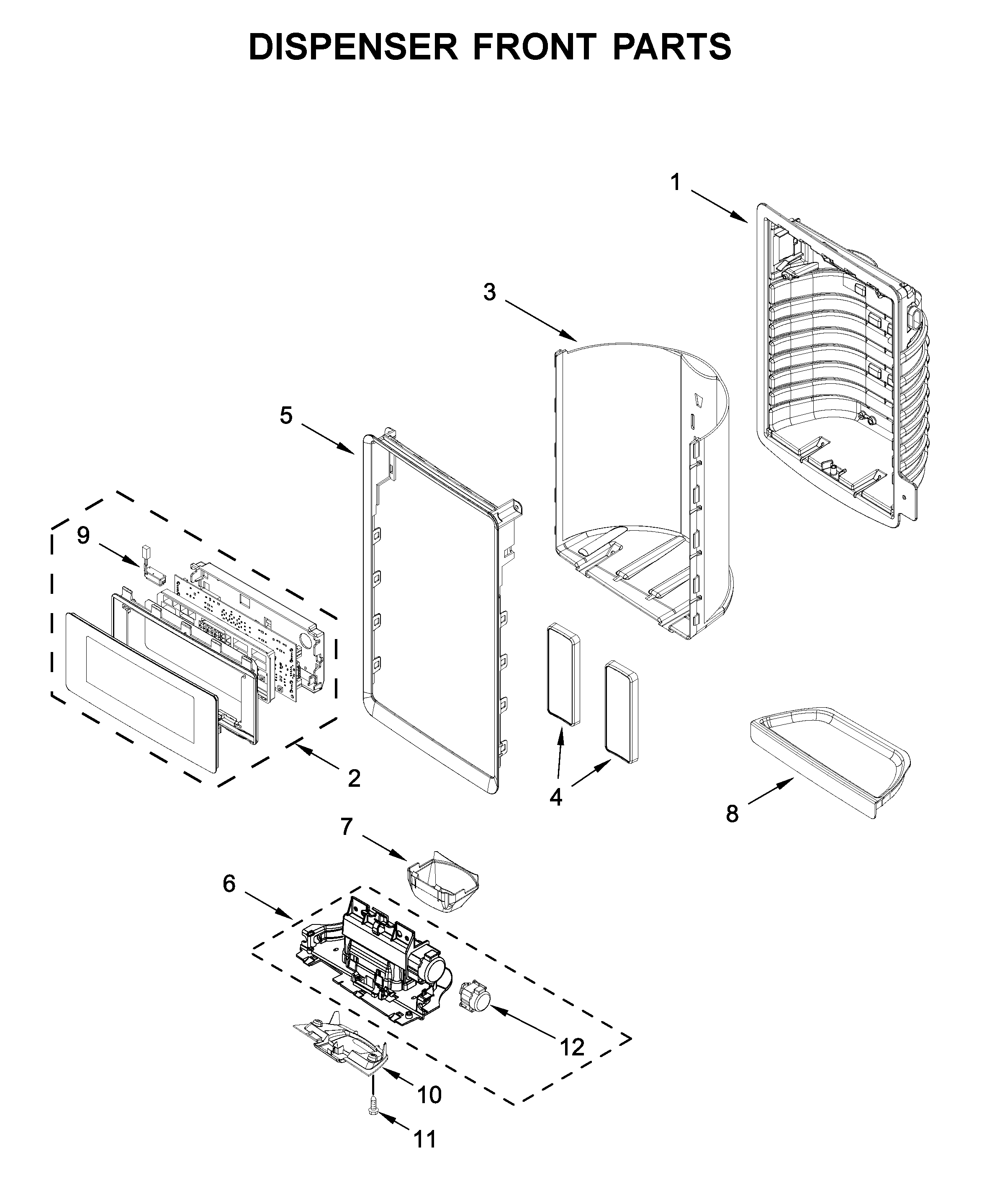 Dispenser front parts