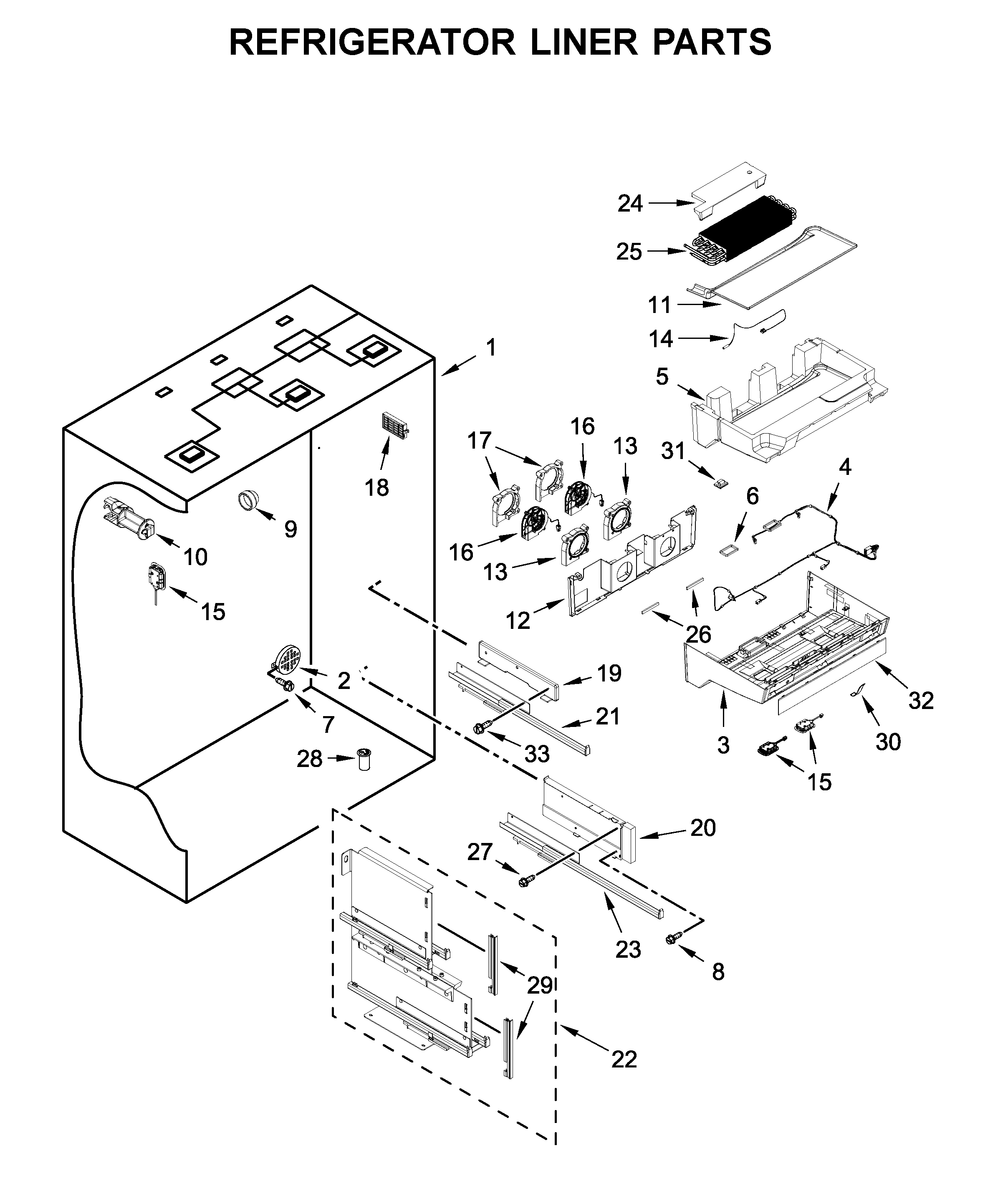 Refrigerator liner parts
