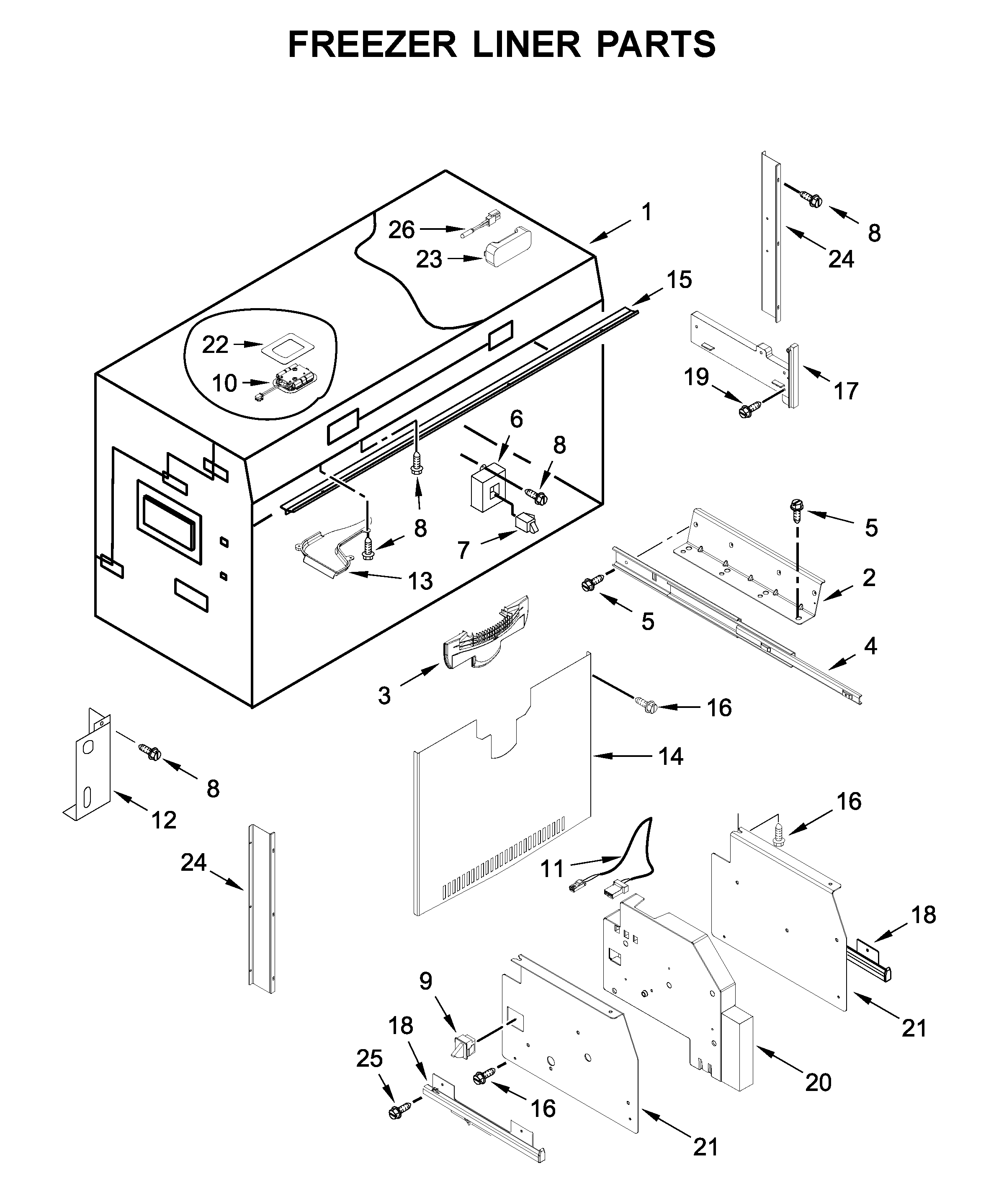Freezer liner parts