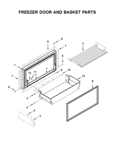 Freezer door and basket parts