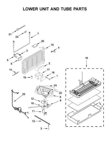 Lower unit and tube parts