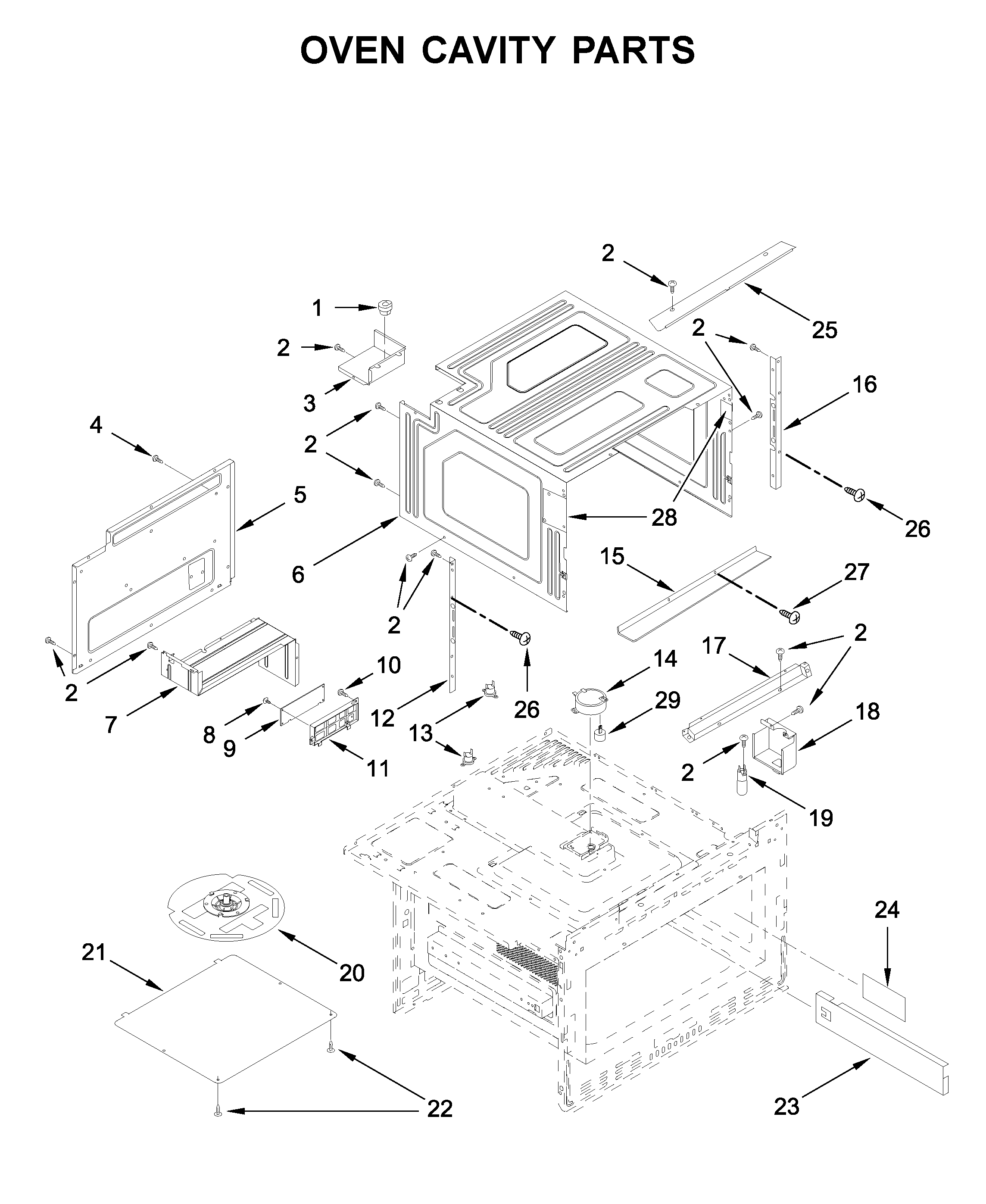 Oven cavity parts