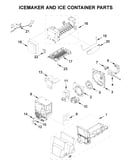 Icemaker and ice container parts
