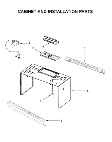 Cabinet and installation parts