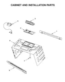 Cabinet and installation parts