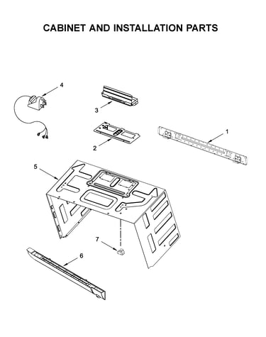 Cabinet and installation parts