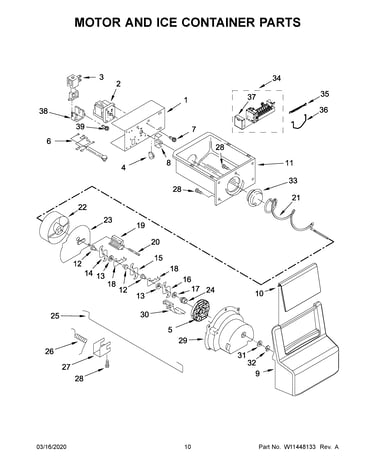 Motor and ice container parts