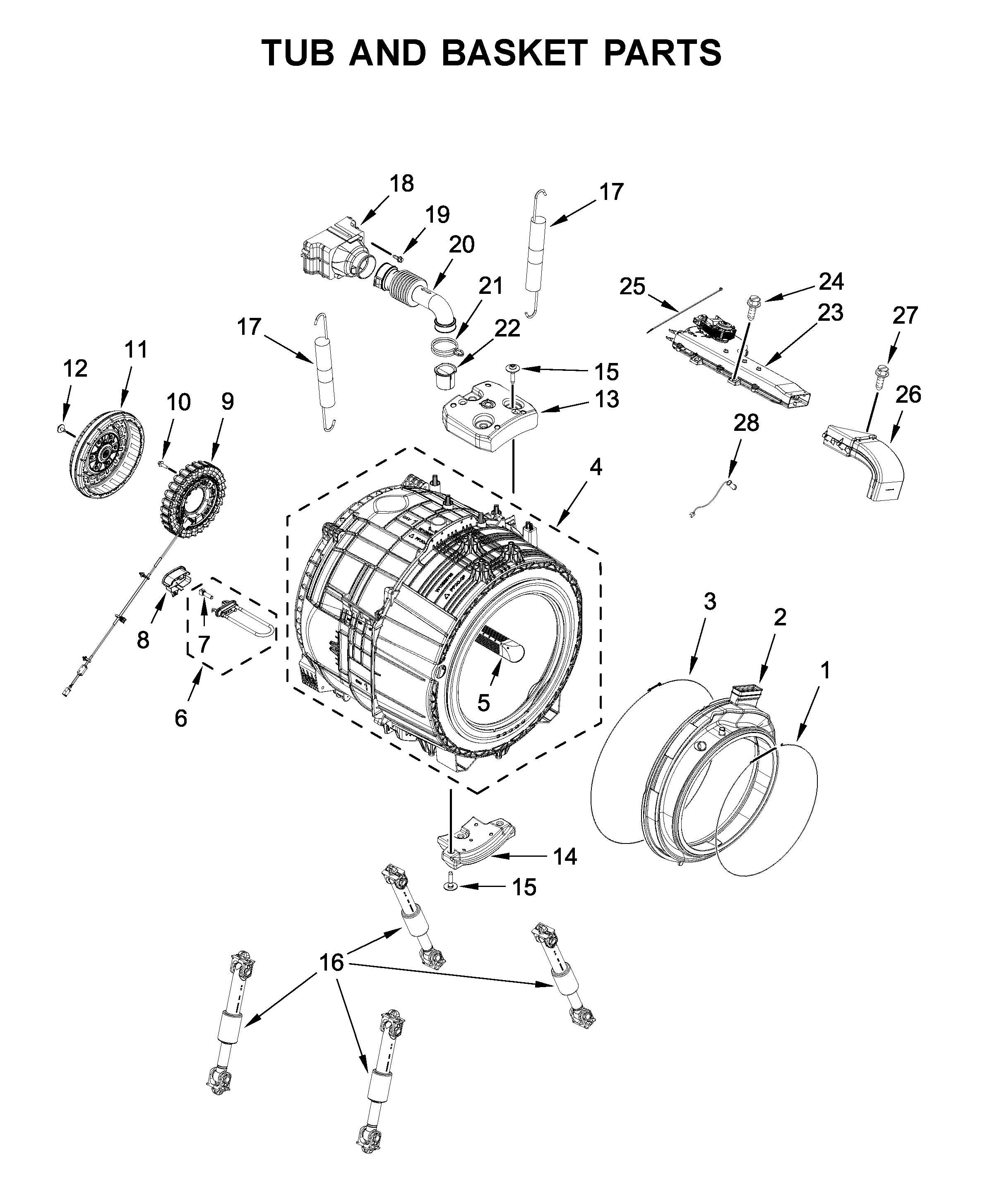 Tub and basket parts