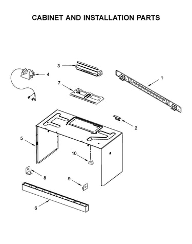Cabinet and installation parts
