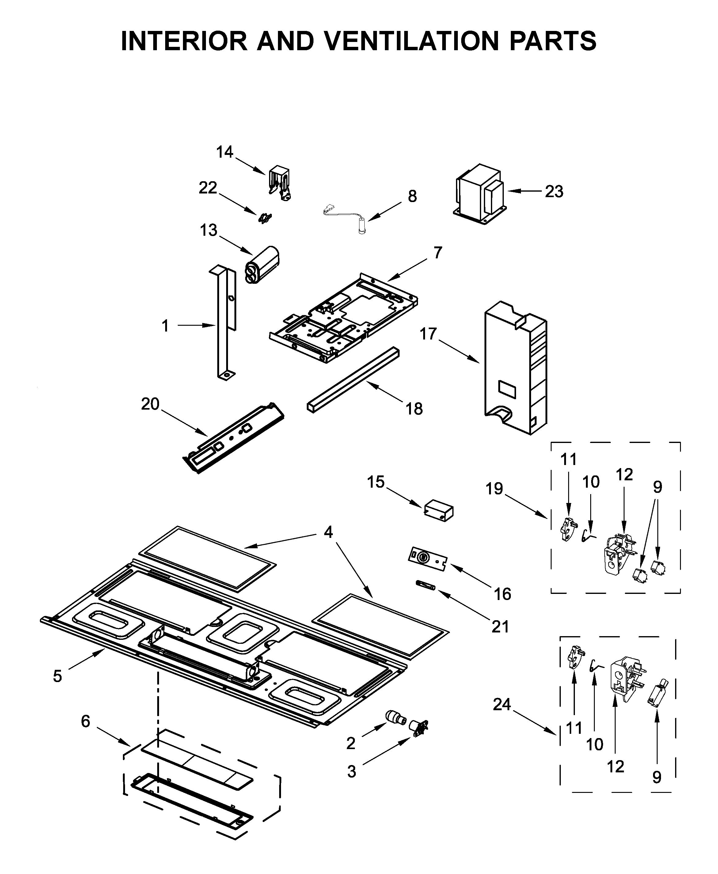 Interior and ventilation parts