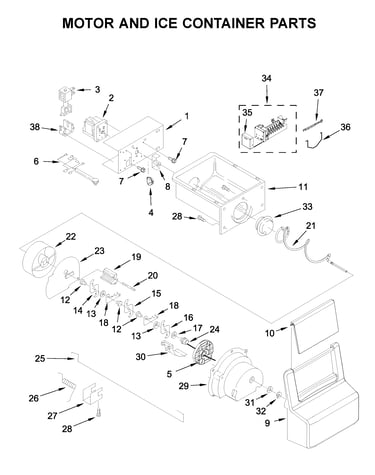 Motor and ice container parts