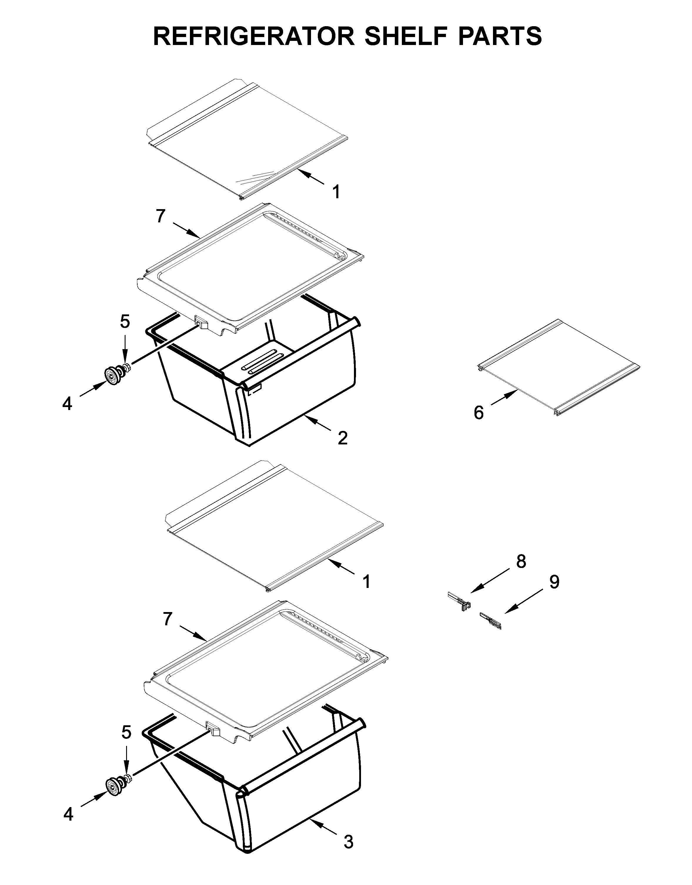 Refrigerator shelf parts
