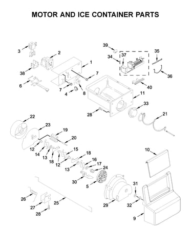 Motor and ice container parts