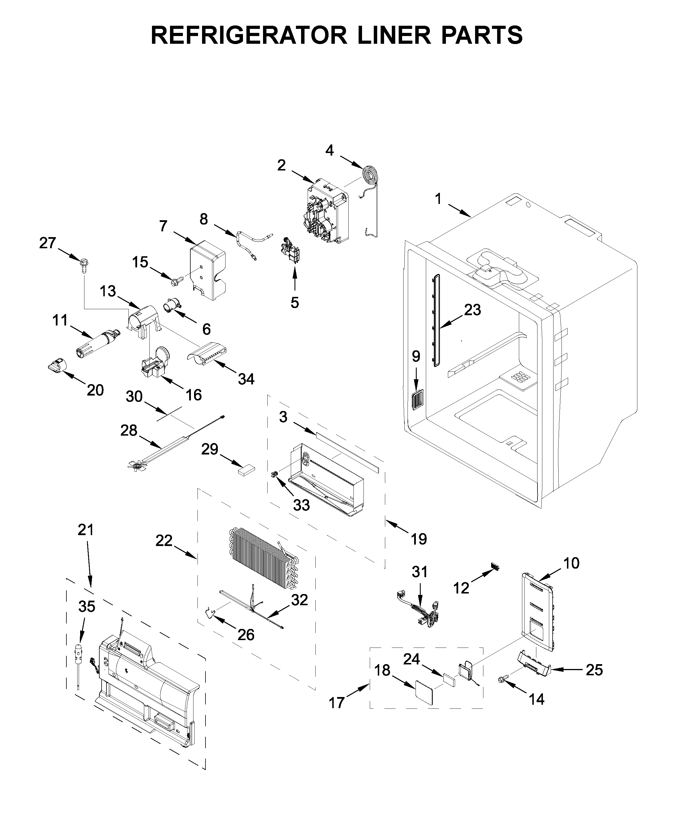 Refrigerator liner parts