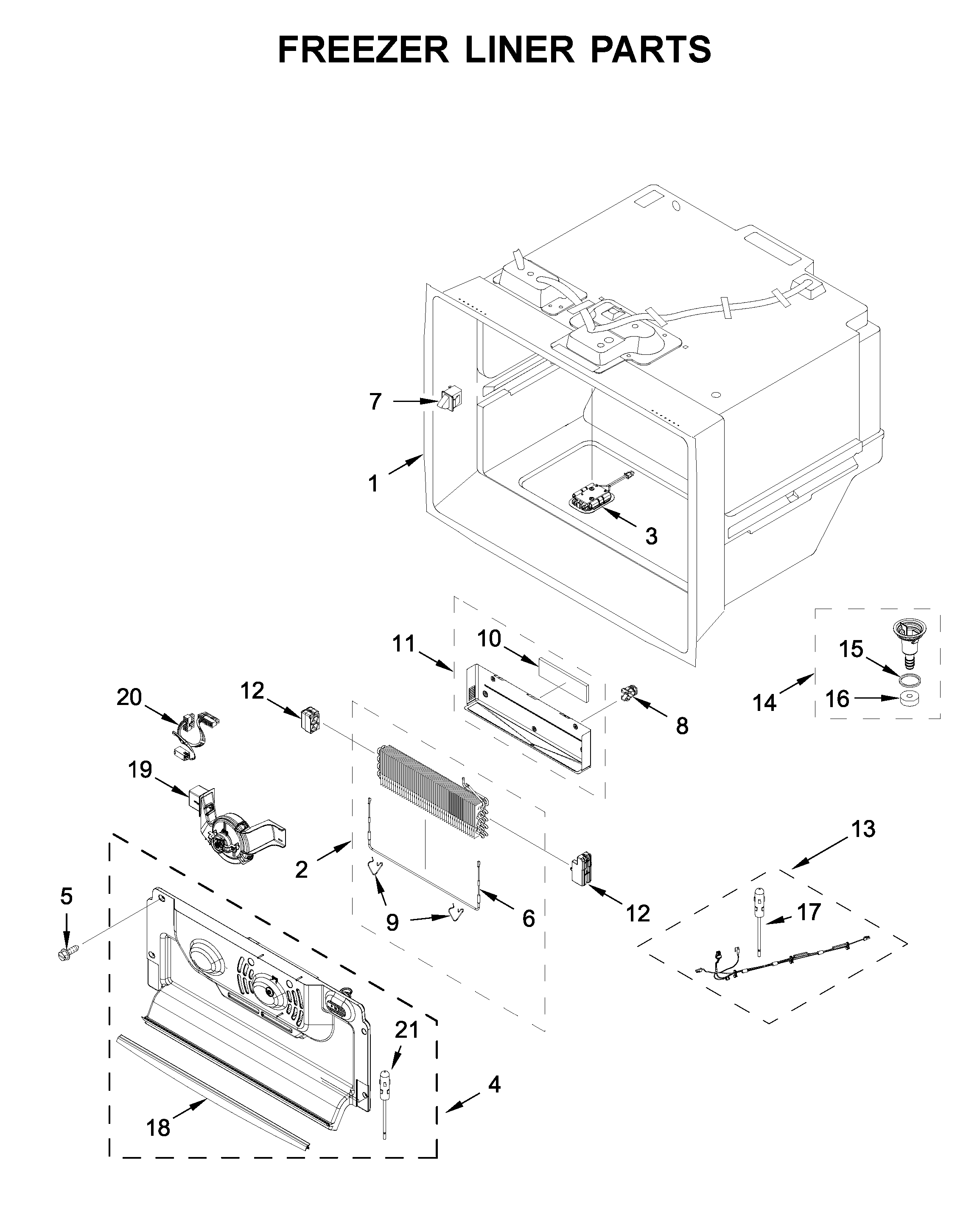 Freezer liner parts