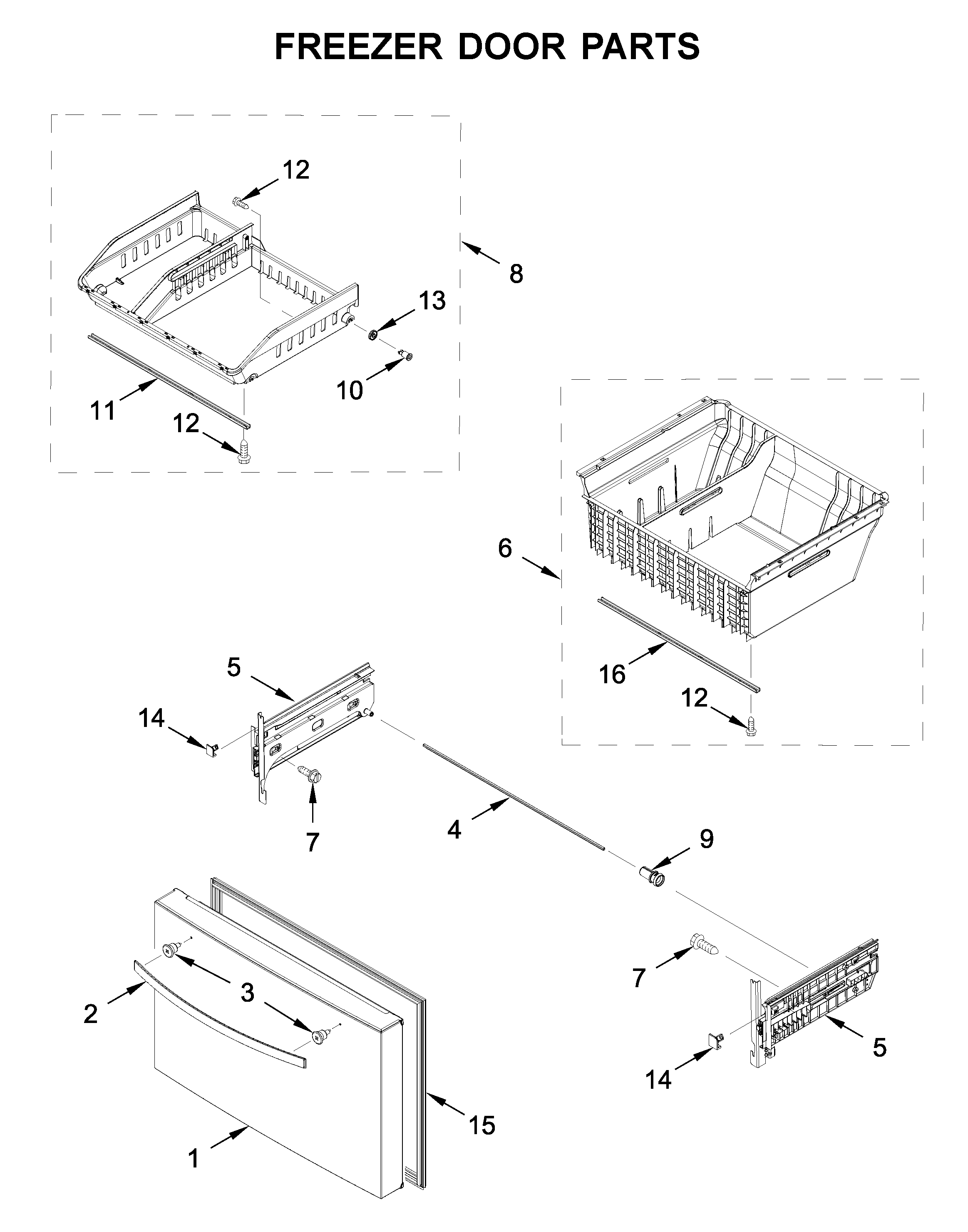 Freezer door parts